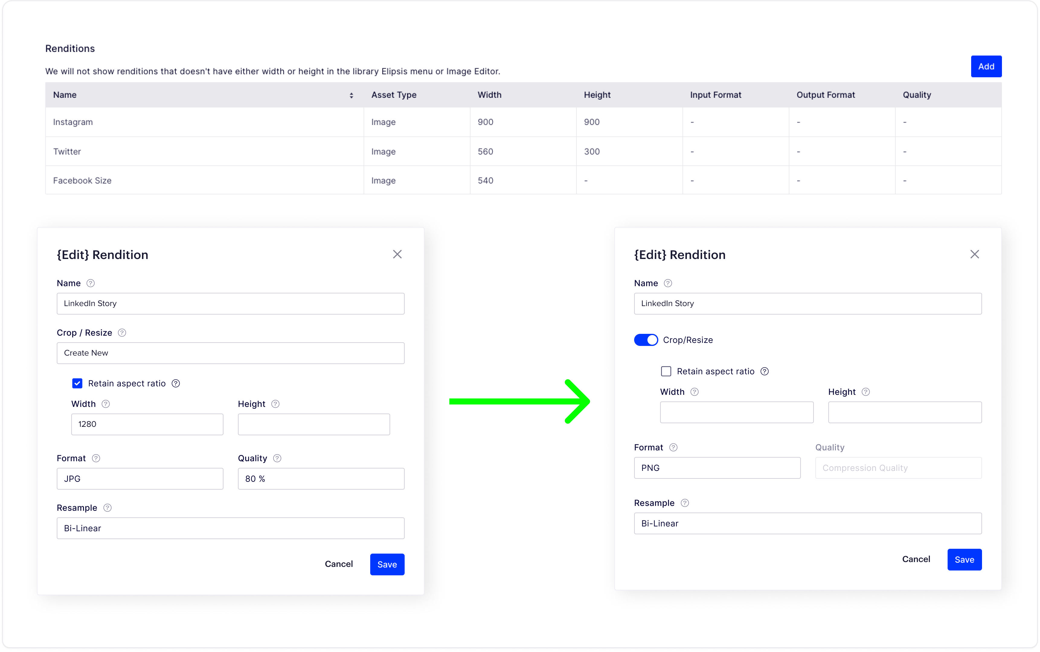 Showing design progression of two version of modal design